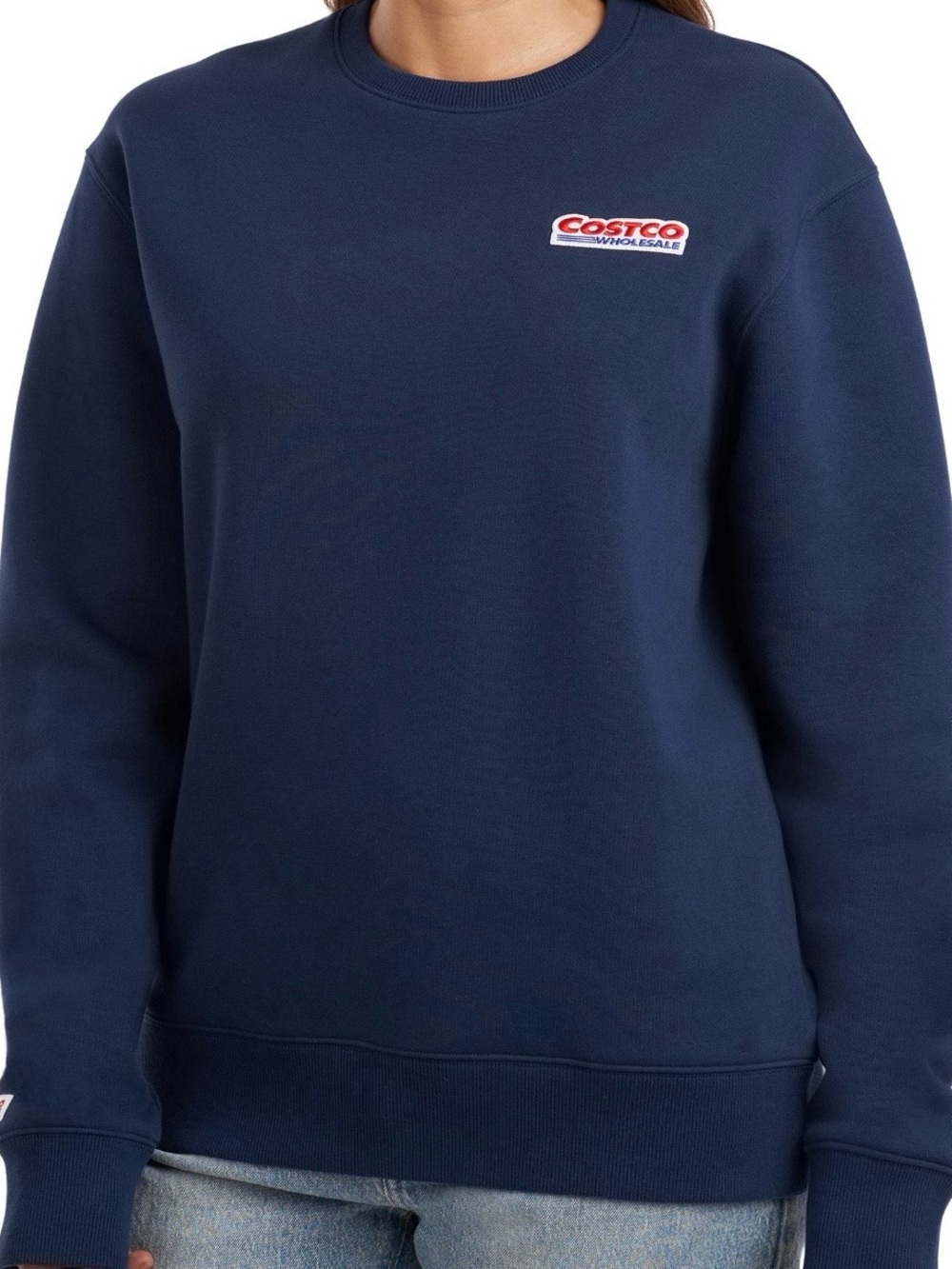 NWT Costco Wholesale Womens Sweatshirt Navy Blue Crewneck Fleece Logo M L XL XXL
